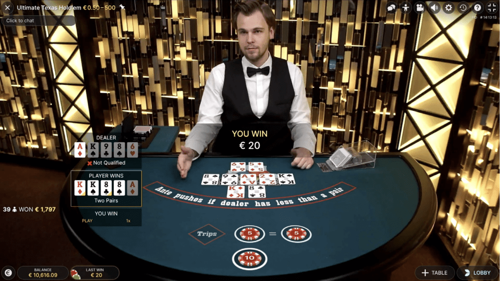 Ultimate Texas Hold Em Winning Screen