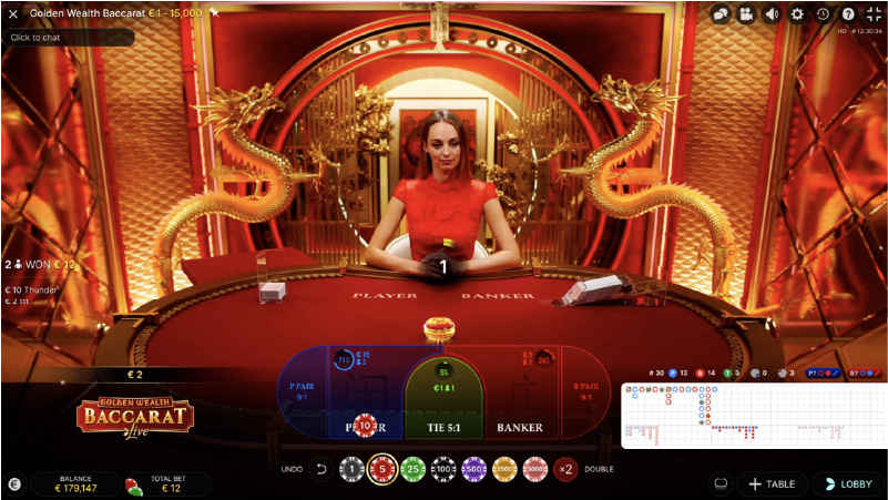 Golden Wealth Baccarat Betting Phase Screen