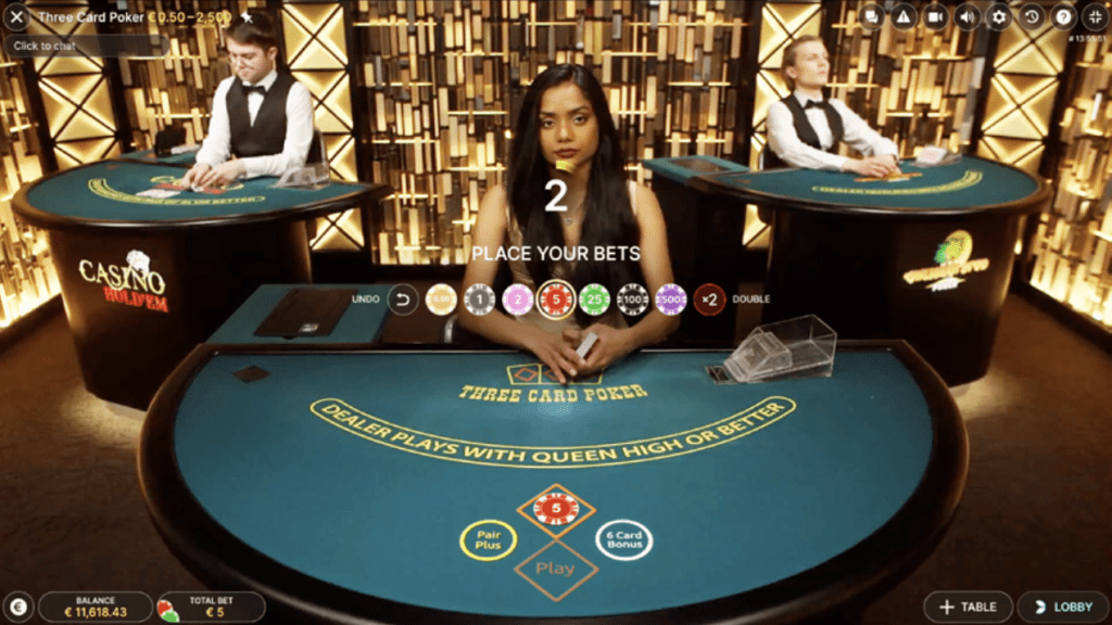 Three Card Poker Place Your Bets